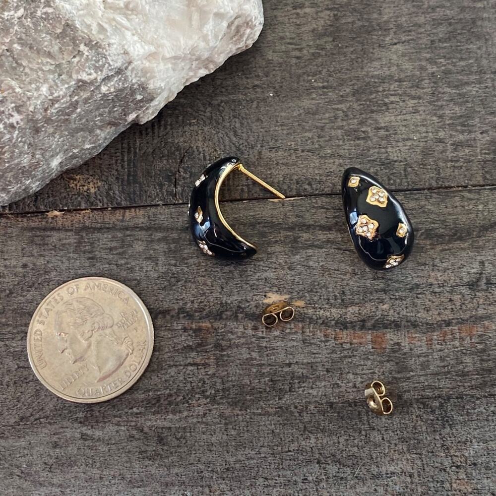 NEW Black Night Rhinestone Drop Earrings - Picture 9 of 10